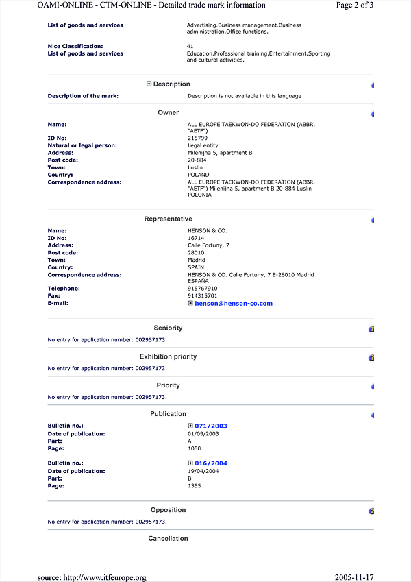 AETF Logo - detailed trade mark information, page 1